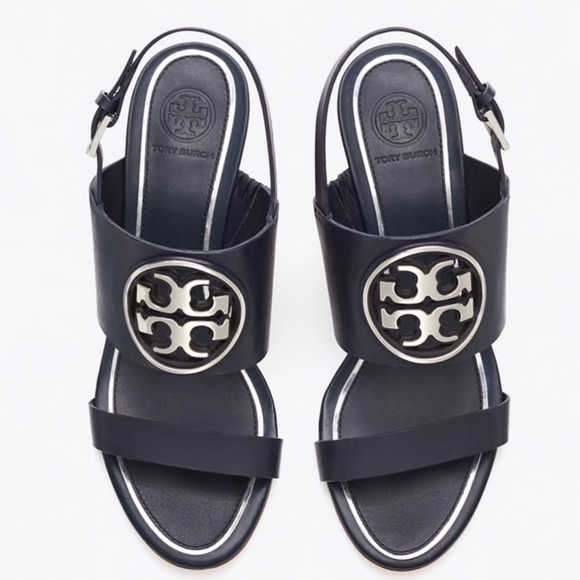 NWT Tory Burch Miller metal logo wedge sandal - Picture 4 of 13